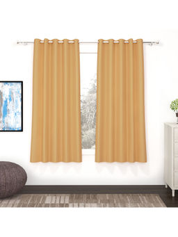 Story@Home - 152 Cm 5 Ft Polyester, Silk Blackout Window Curtain Solid, Mustard (Pack of 2)
