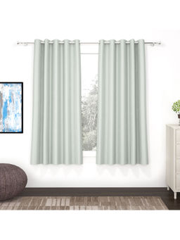 Story@Home - 152 Cm 5 Ft Polyester, Silk Blackout Window Curtain Solid, Grey (Pack of 2)