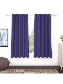 Story@Home - 152 Cm 5 Ft Polyester, Silk Blackout Window Curtain Solid, Purple (Pack of 2)