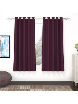 Story@Home - 152 Cm 5 Ft Polyester, Silk Blackout Window Curtain Solid, Purple (Pack of 2)