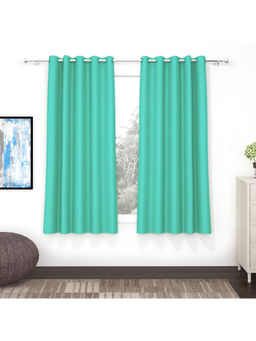 Story@Home - 152 Cm 5 Ft Polyester, Silk Blackout Window Curtain Solid, Mint Green (Pack of 2)