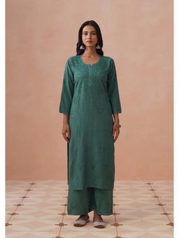 House of Chikankari - Green Women Kurta with Pant