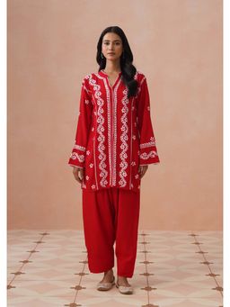 House of Chikankari - Red Women Kurta with Salwar