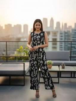 PIMU - Women Printed Night Suit Black