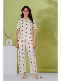 PIMU - Women Printed Night Suit White