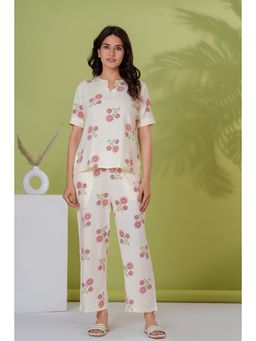 PIMU - Women Printed Night Suit White