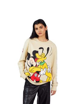 Bonkers Corner - Women Off White Graphic Sweatshirt
