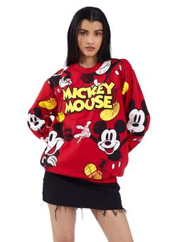 Bonkers Corner - Women Red Graphic Sweatshirt