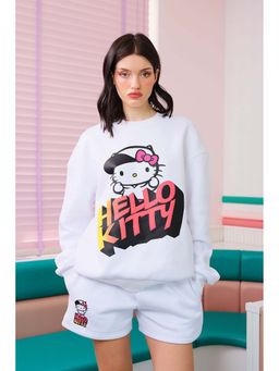 Bonkers Corner - Women White Printed Sweatshirt