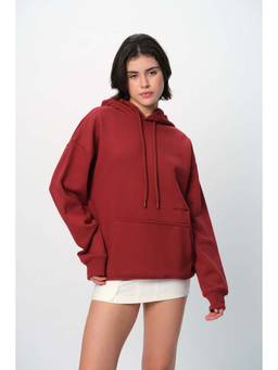 Bonkers Corner - Women Maroon Solid Hoodie