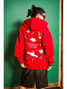 Bonkers Corner - Women Red Graphic Hoodie
