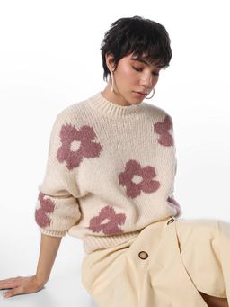 ONLY - Women White Floral Sweater