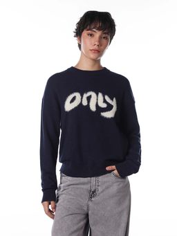 ONLY - Women Navy Blue Woven Sweater