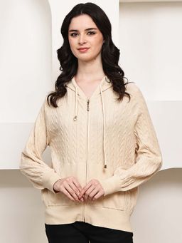 NOBARR - Women Cream Textured Sweatshirt