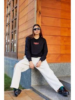 Bonkers Corner - Women Black Graphic Sweatshirt