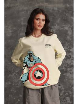Bonkers Corner - Women Cream Graphic Sweatshirt
