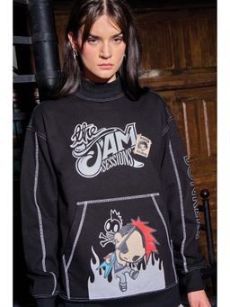 Bonkers Corner - Women Black Graphic Sweatshirt
