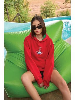Bonkers Corner - Women Red Graphic Hoodie