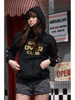 Bonkers Corner - Women Black Graphic Hoodie