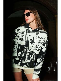 Bonkers Corner - Women Off White Graphic Hoodie