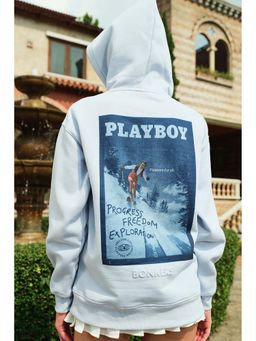 Bonkers Corner - Women Blue Graphic Hoodie