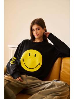 Bonkers Corner - Women Black Graphic Sweatshirt