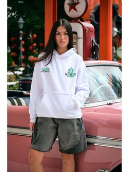 Bonkers Corner - Women White Graphic Hoodie