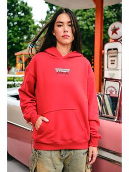 Bonkers Corner - Women Red Graphic Hoodie