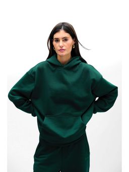 Bonkers Corner - Women Green Solid Hoodie