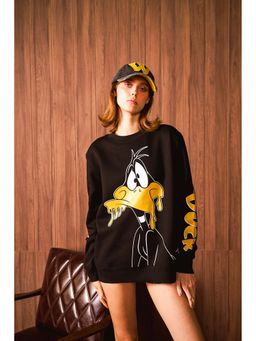 Bonkers Corner - Women Black Graphic Sweatshirt