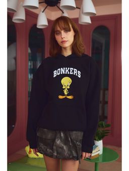 Bonkers Corner - Women Black Graphic Hoodie