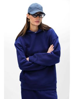 Bonkers Corner - Women Navy Blue Solid Hoodie