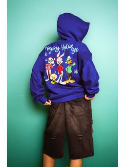 Bonkers Corner - Women Blue Graphic Hoodie