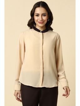 Allen Solly - Women Beige Solid Long Sleeves Shirt