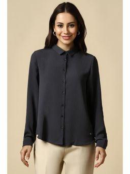 Allen Solly - Women Grey Textured Long Sleeves Shirt