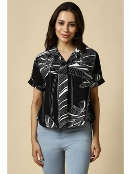 Allen Solly - Women Black Print Short Sleeves Shirt