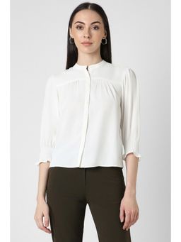 Van Heusen - Women White Solid 3-4th Sleeves Formal Shirt