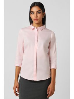 Van Heusen - Women Pink Solid 3-4th Sleeves Formal Shirt