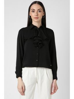 Van Heusen - Women Black Solid Long Sleeves Formal Shirt