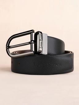 Louis Stitch - Men's Spanish Leather Formal Reversible Gunmetal Buckle Belt
