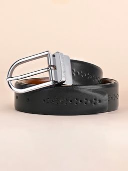 Louis Stitch - Men's Spanish Leather Brogue Punch Reversible Chrome Belt