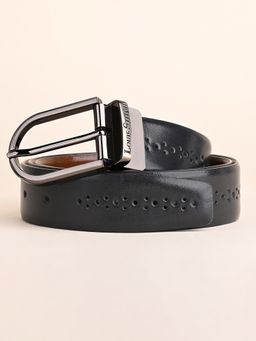 Louis Stitch - Men's Spanish Leather Brogue Punch Reversible Gunmetal Belt