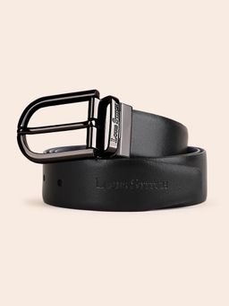 Louis Stitch - Men's Spanish Leather Formal Reversible Gunmetal Black Buckle Belt