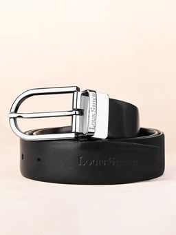 Louis Stitch - Men's Spanish Leather Formal Reversible Chrome Buckle Belt