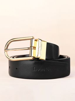 Louis Stitch - Men's Spanish Leather Formal Reversible Golden Buckle Belt