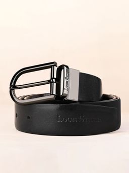 Louis Stitch - Men's Spanish Leather Formal Reversible Gunmetal Buckle Belt