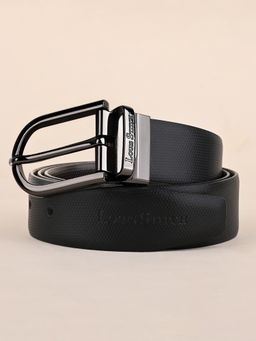 Louis Stitch - Men's Spanish Leather Formal Reversible Gunmetal Black Buckle Belt