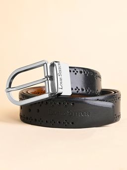 Louis Stitch - Men's Spanish Leather Brogue Punch Reversible Chrome Belt