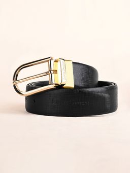 Louis Stitch - Men's Spanish Leather Formal Reversible Golden Buckle Belt