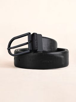 Louis Stitch - Men's Spanish Leather Formal Reversible Matte Gunmetal Buckle Belt